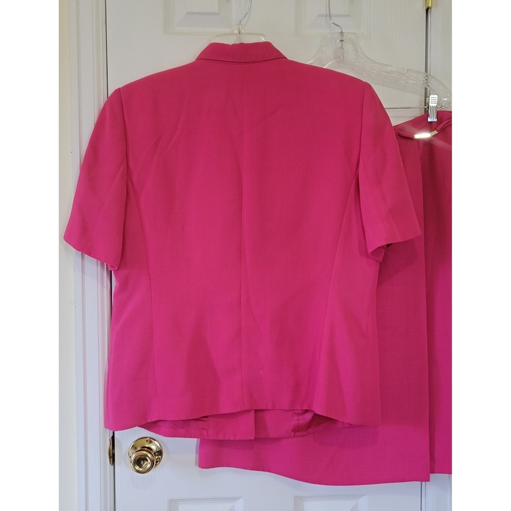 Liz Claiborne Collection Pink Skirt Suit Set Short Sleeve Faux Wrap Skirt 16 - Picture 5 of 14